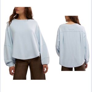 Free People We The Free Eclipse, Long Sleeve Top, Ice Water Blue, Size Medium